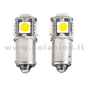 T4W 12V CANBUS 2 LAMPADINE MODELLO 5 SMD 5050 BIANCO LATTE NO ERRORE CANBUS BA9S