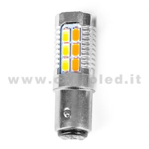 P21W 2 POLI 1157 CANBUS 1 LAMPADINA MODELLO 22 CHIP LED BIANCO LATTE CHIP LED ARANCIONE NO ERRORE SUPER CANBUS BA15D