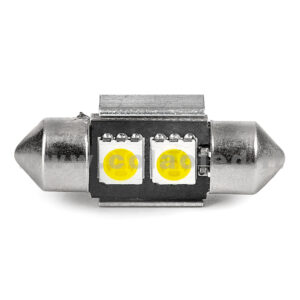 C5W 31mm 12V CANBUS 1 LAMPADINA MODELLO 2 SMD 5050 BIANCO LATTE NO ERRORE CANBUS SILURO