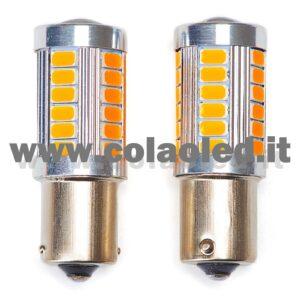 P21W 1 POLO 1156 CANBUS 2 LAMPADINE MODELLO 33 CHIP LED ARANCIONE NO ERRORE SUPER CANBUS BA15S