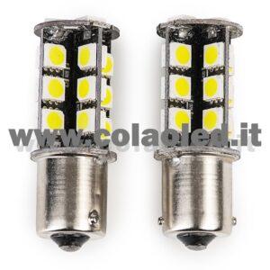 P21W 1 POLO CANBUS 2 LAMPADINE MODELLO 27 SMD 5630 BIANCO LATTE NO ERRORE CANBUS 1156 BA15S