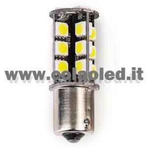 P21W 1 POLO 1156 CANBUS 1 LAMPADINA MODELLO 27 CHIP LED BIANCO LATTE NO ERRORE SUPER CANBUS BA15S