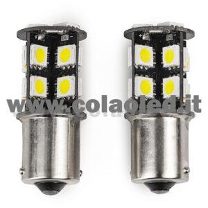 P21W 1 POLO 1156 CANBUS 2 LAMPADINE MODELLO 19 CHIP LED BIANCO LATTE NO ERRORE SUPER CANBUS BA15S