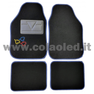 Set completo tappetini universali Auto Heart bordo blu