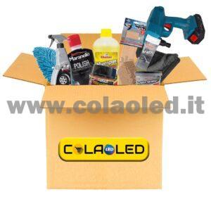 Kit Pulizia lavaggio carrozzeria e protezione esterna + idropulitrice professionale a batteria 680w set da 11pz.