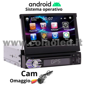 Autoradio DIN 7″ Pollici llici touchscreen Carplay android apple + telecamera posteriore parcheggio parcheggio CD DVD Aux-in USB bluetooth WiFi touchscreen stereo FM RDS USB SWC con USB/EQ/AUX navigatore gps sistema operativo Android Processore 4 core 4 canali 65Wx4