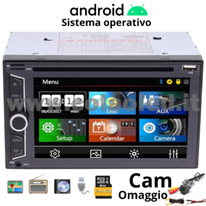 Autoradio 2 Doppio DIN 6,2″ Pollici Carplay android apple + telecamera posteriore parcheggio parcheggio Mircro SD Aux-in USB bluetooth WiFi touchscreen stereo FM RDS USB SWC con USB/EQ/AUX navigatore gps sistema operativo Android Processore 8 core 4 canali 65Wx4