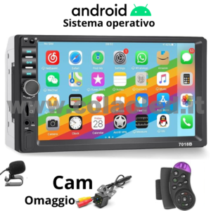 Autoradio 2 Doppio DIN 7″ Pollici Carplay android apple + telecamera posteriore parcheggio parcheggio Micro SD Aux-in USB bluetooth WiFi touchscreen stereo FM RDS USB SWC con USB/EQ/AUX navigatore gps sistema operativo Android Processore 4 core 4 canali 60Wx4