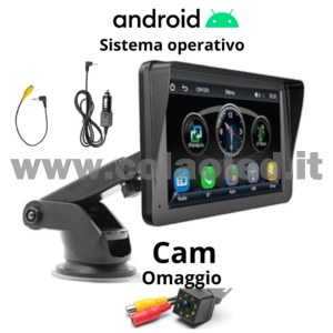 Autoradio DIN 7″ Pollici llici touchscreen Carplay android apple + telecamera posteriore parcheggio parcheggio Micro SD Aux-in USB bluetooth WiFi touchscreen stereo FM RDS USB SWC con USB/EQ/AUX navigatore gps sistema operativo Android Processore 4 core 4 canali 60Wx4