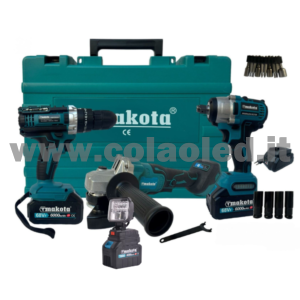 Kit Valigetta con Utensile a Batteria 3 in 1 – Trapano Avvitatore a Percussione, Svitabulloni, Smerigliatrice 68V Brushless